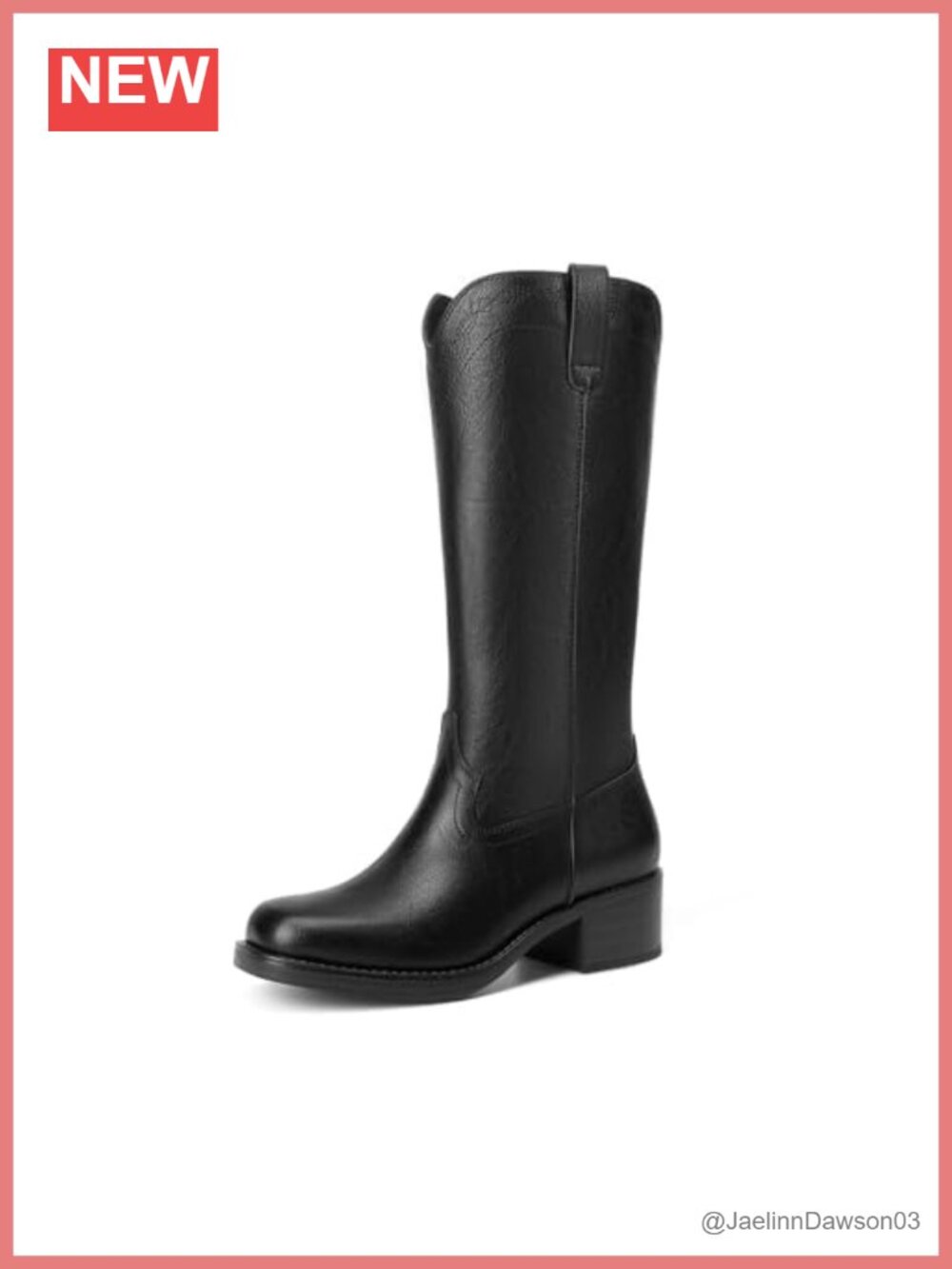 Western Embroidered Square Toe Faux Leather Knee High Slip On Block Heel Boots